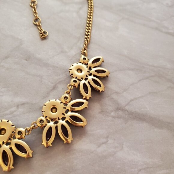 💖 J.Crew Dark Maroon Red Rhinestone Crystal Pave Fan Cluster Statement Necklace - Picture 11 of 13